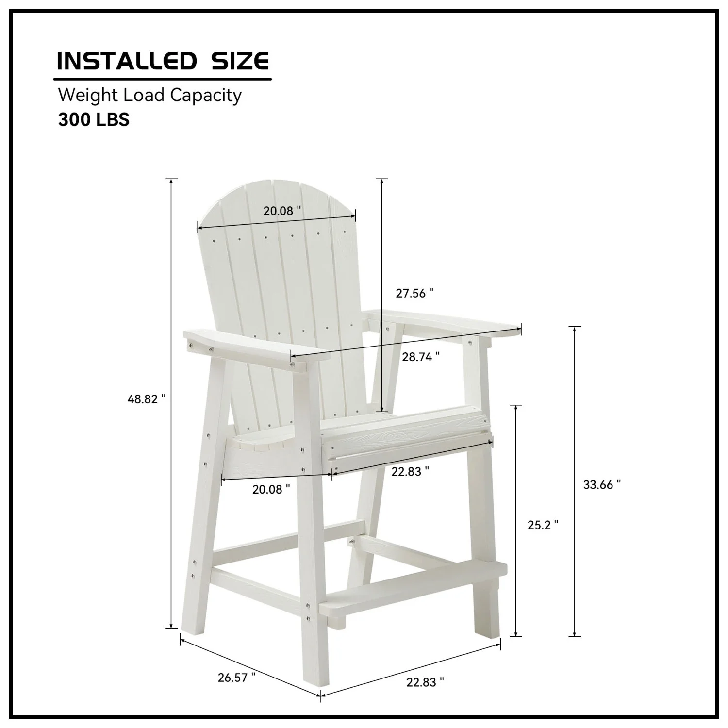 HIPS Bar Chair with Armrest Patio Bar Chair Set of 2  White