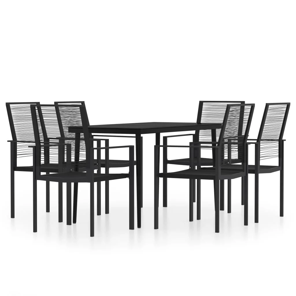 7 Pieces Patio Dining Set, Outdoor Furniture Set Includes 1 Square Patio Table and 5 Stackable Patio Sling Chairs, Outdoor Table and Chairs for Outsides