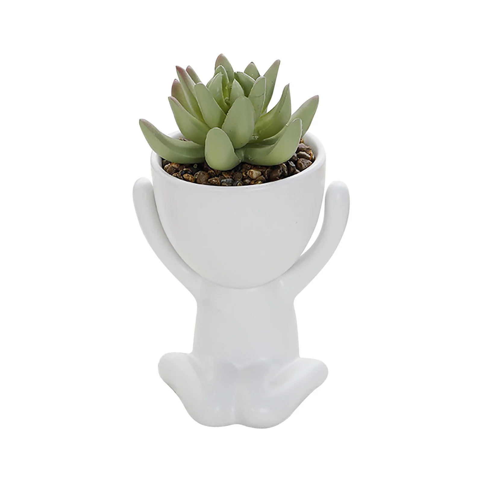 Cute Figure Ceramic Doll Flower Pot Decoration Planter Succulents Flower Cactus Bonsai Bonsai Planter Container Creative Design For Home Office Decoration Not Included
