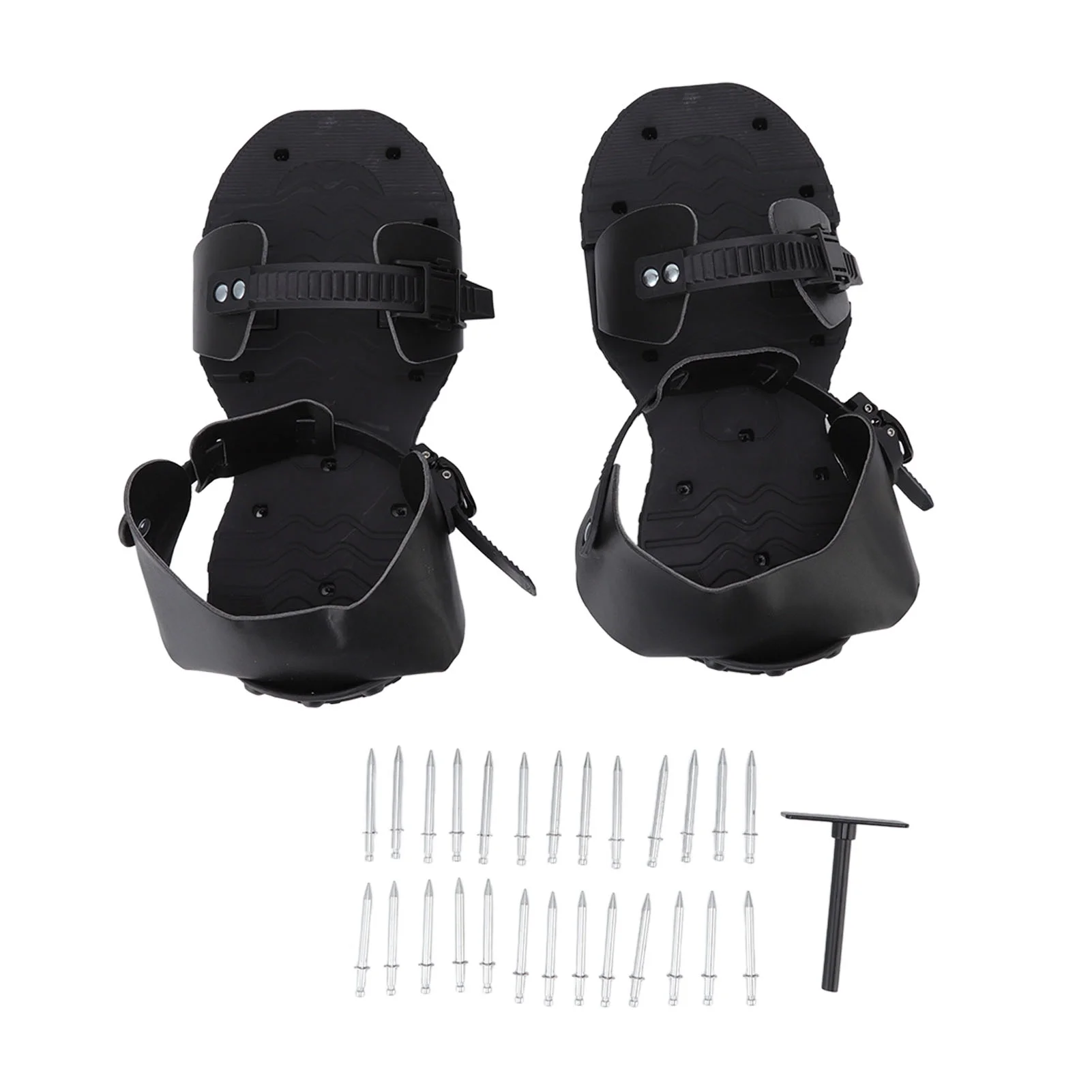 YUMILI Spike Sandals - 1 Pair PU Lawn Aerator Shoes Grass Aerator Tool Manual Lawn Aerators Grass Aerator Sandals Garden Accessory for Yard Garden Plants Health, Black