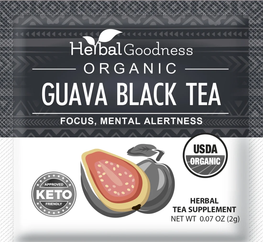 Guava Tea - Guava Juice, Caffeine-Free Black Herbal Tea | Hojas De Guayaba | 24ct - Herbal Goodness