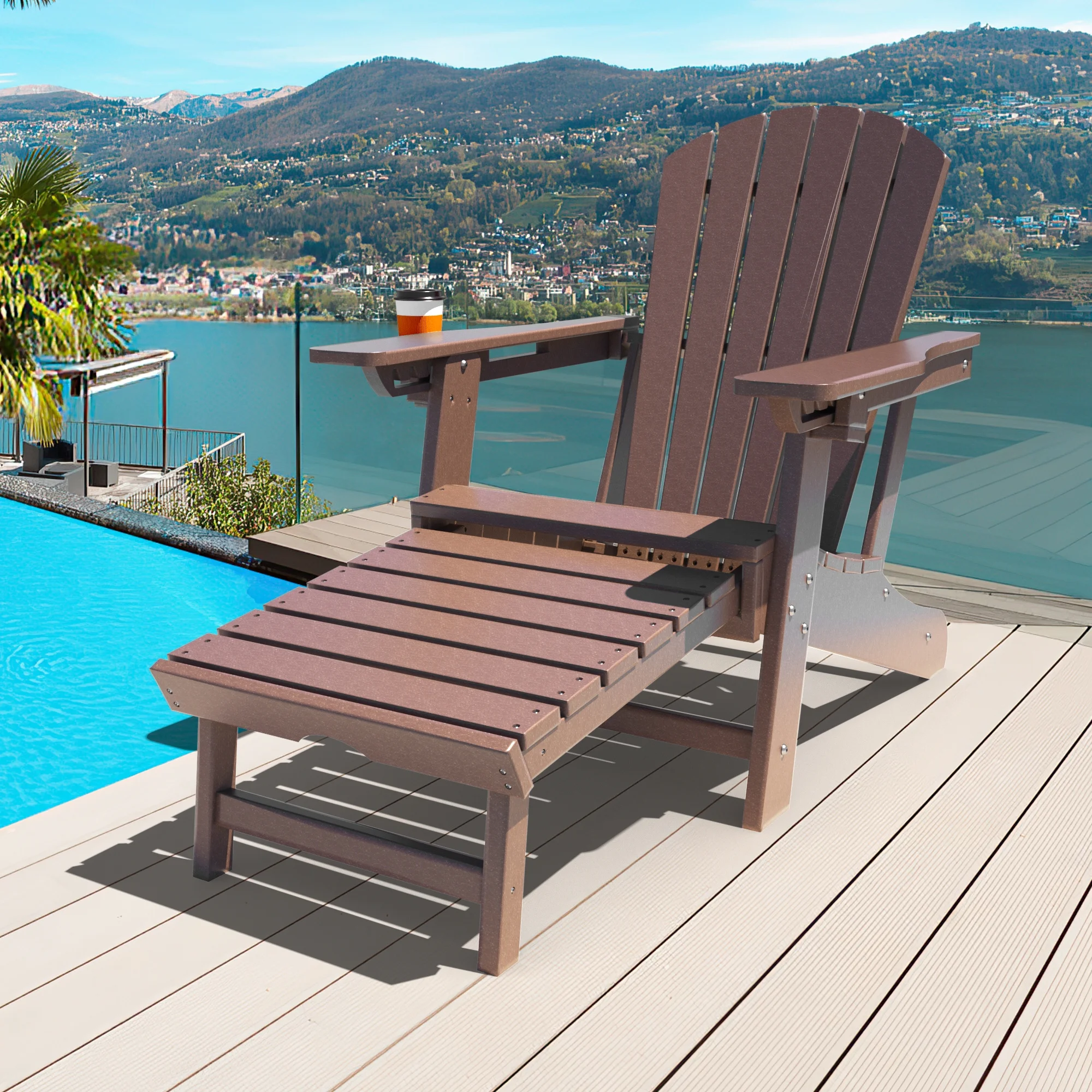 Versatile Adirondack Chair with Ottoman and Cup Holder - 52.24 - Relax in style, any season!