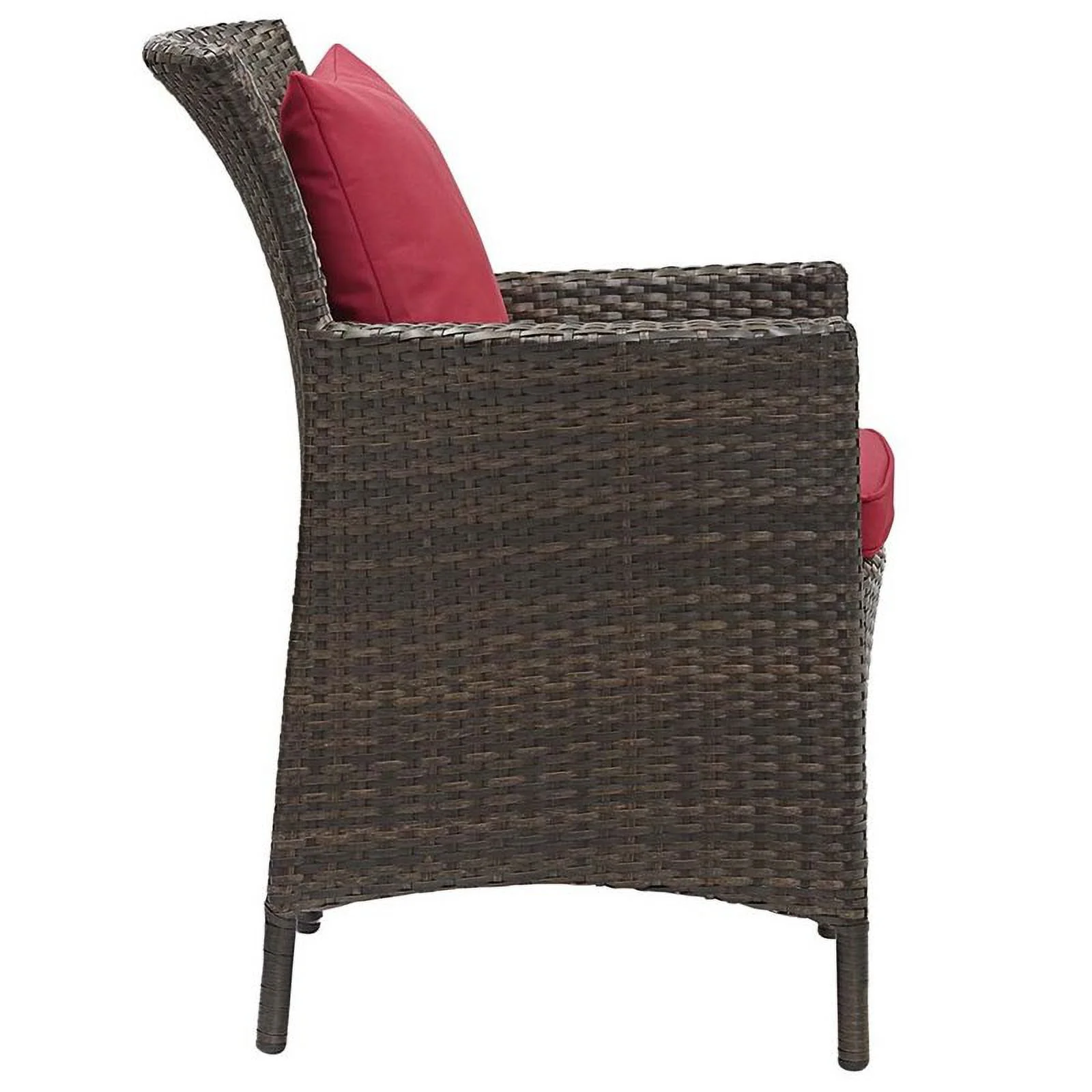 Pemberly Row  Patio Dining Arm Chair in Brown and Red