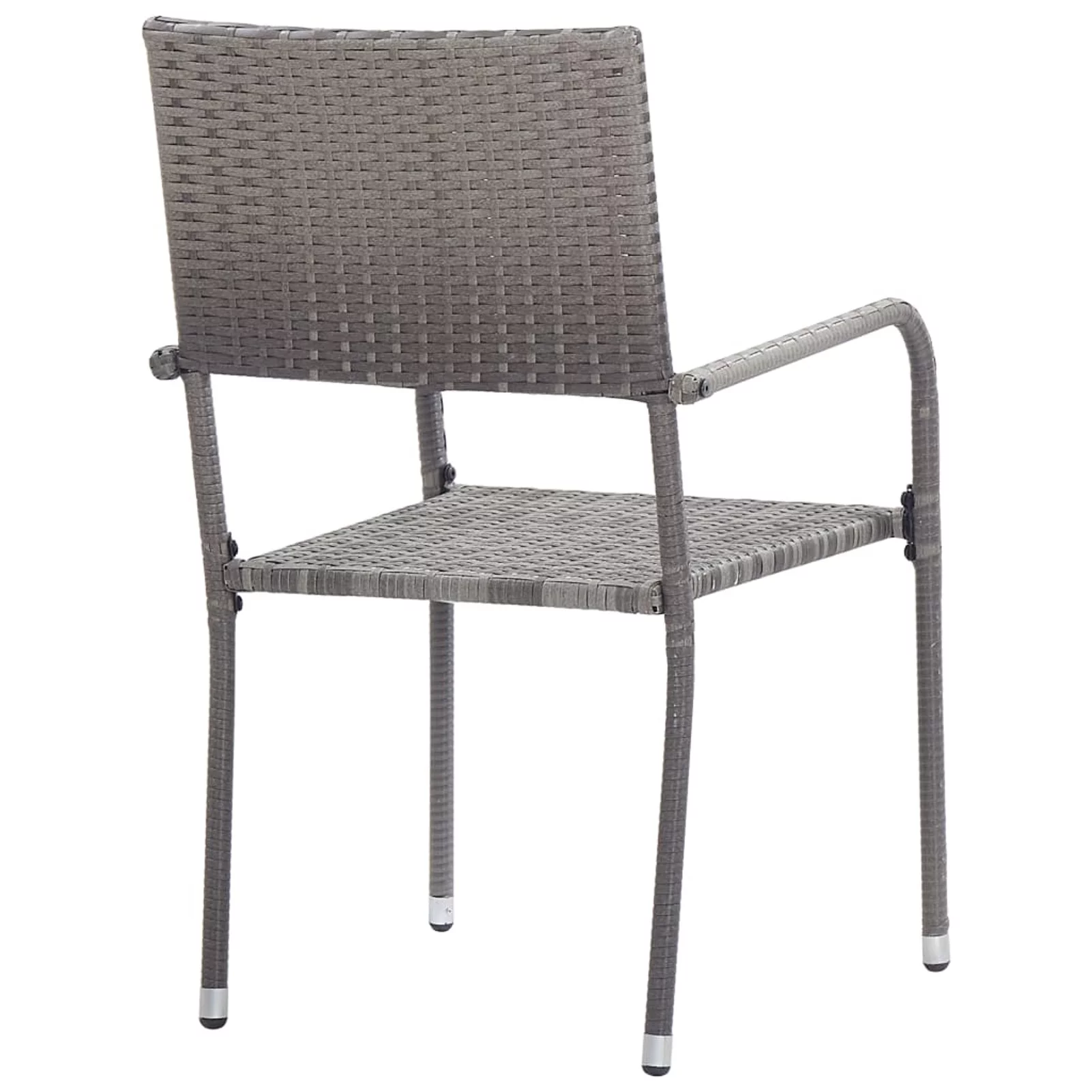Carevas Patio Dining Chairs 2 pcs Poly Rattan Gray