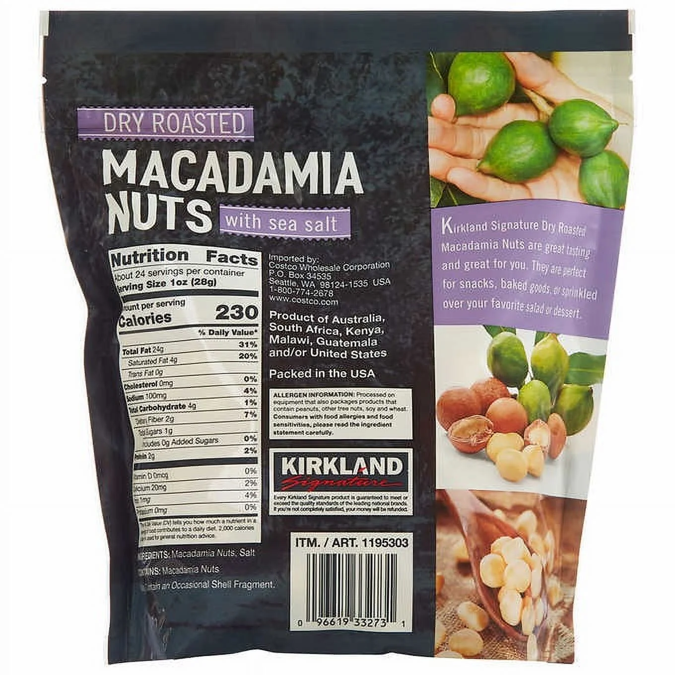 KS Dry Roasted Macadamia Nuts with Sea Salt, 24 oz.
