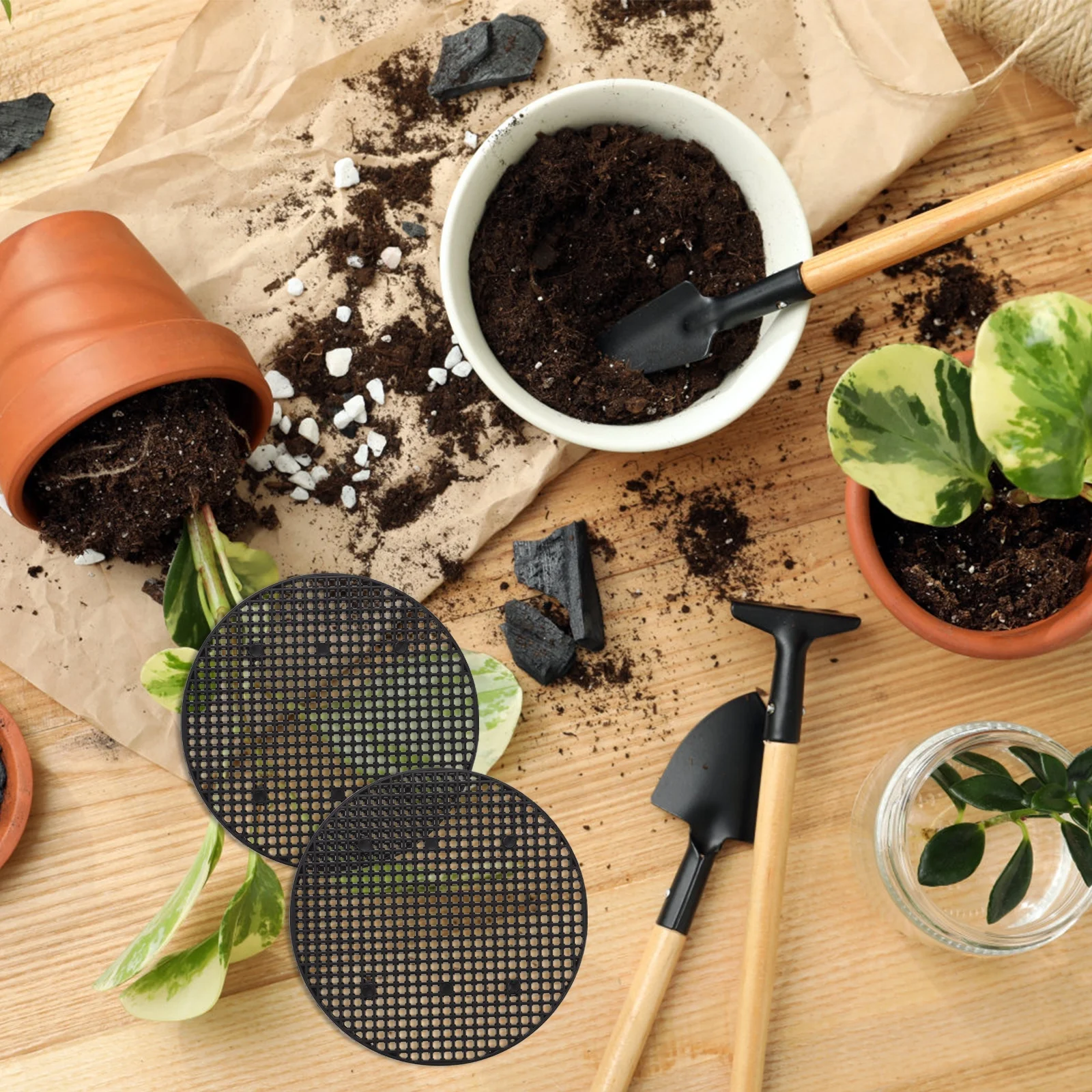 Pot Planter Round Flowerpot Mesh Pads 10 Pcs Bottom Posie Pots Planters Hole Mat Drainage Screens