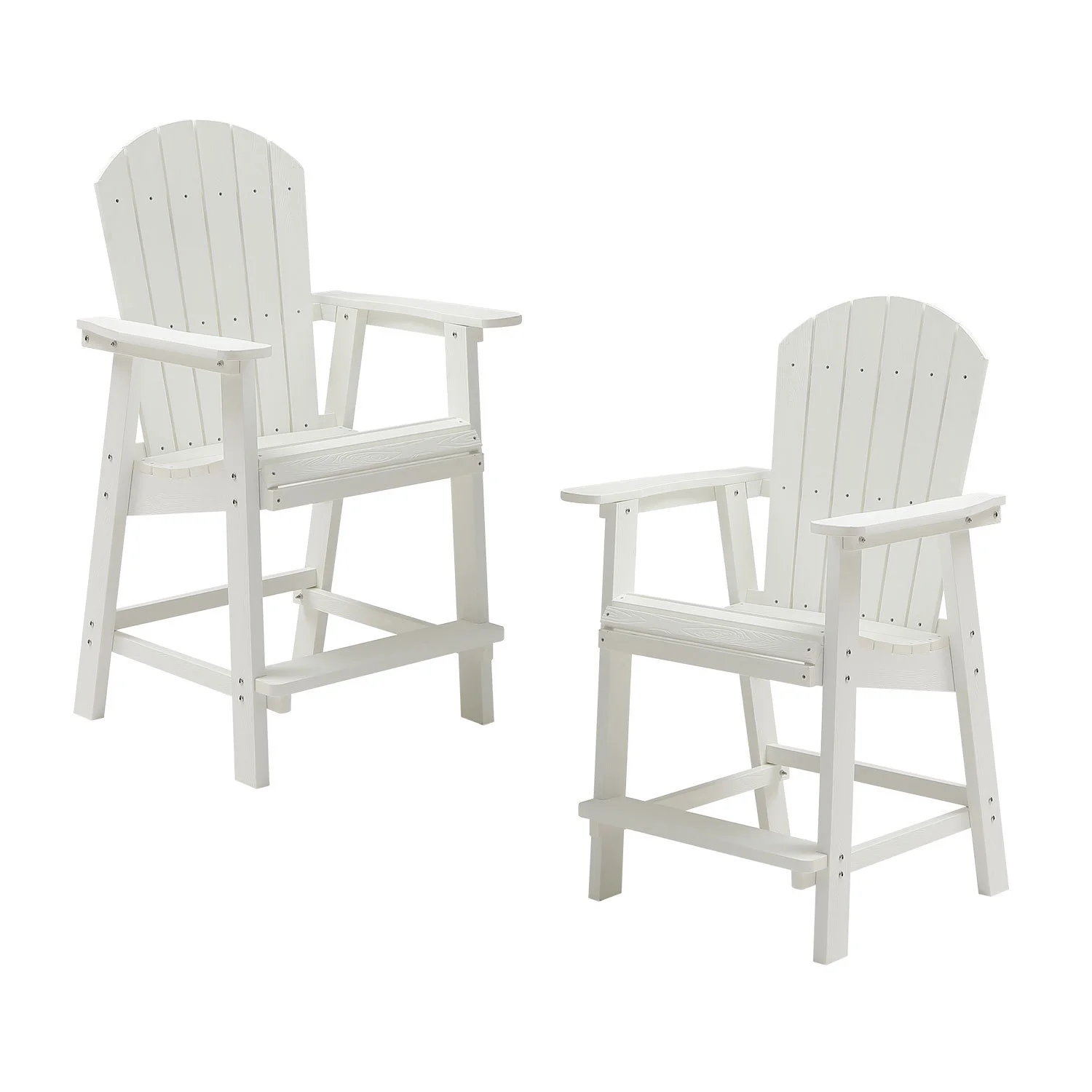 Perfectly Elegant and Comfortable Set of 2 White Bar Chairs with Armrests for Ultimate Patio and Garden Relaxation Experience
