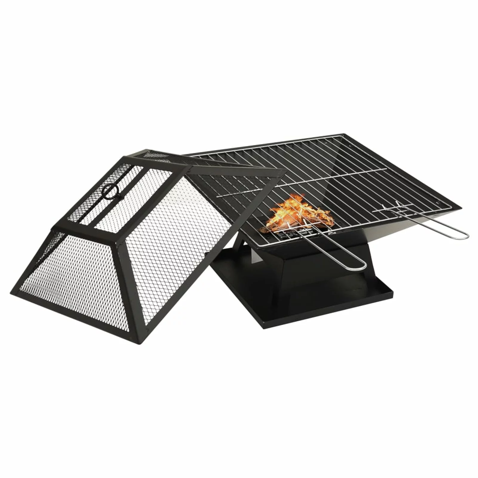 2-in-1 Fire Pit and BBQ with Poker 18.3