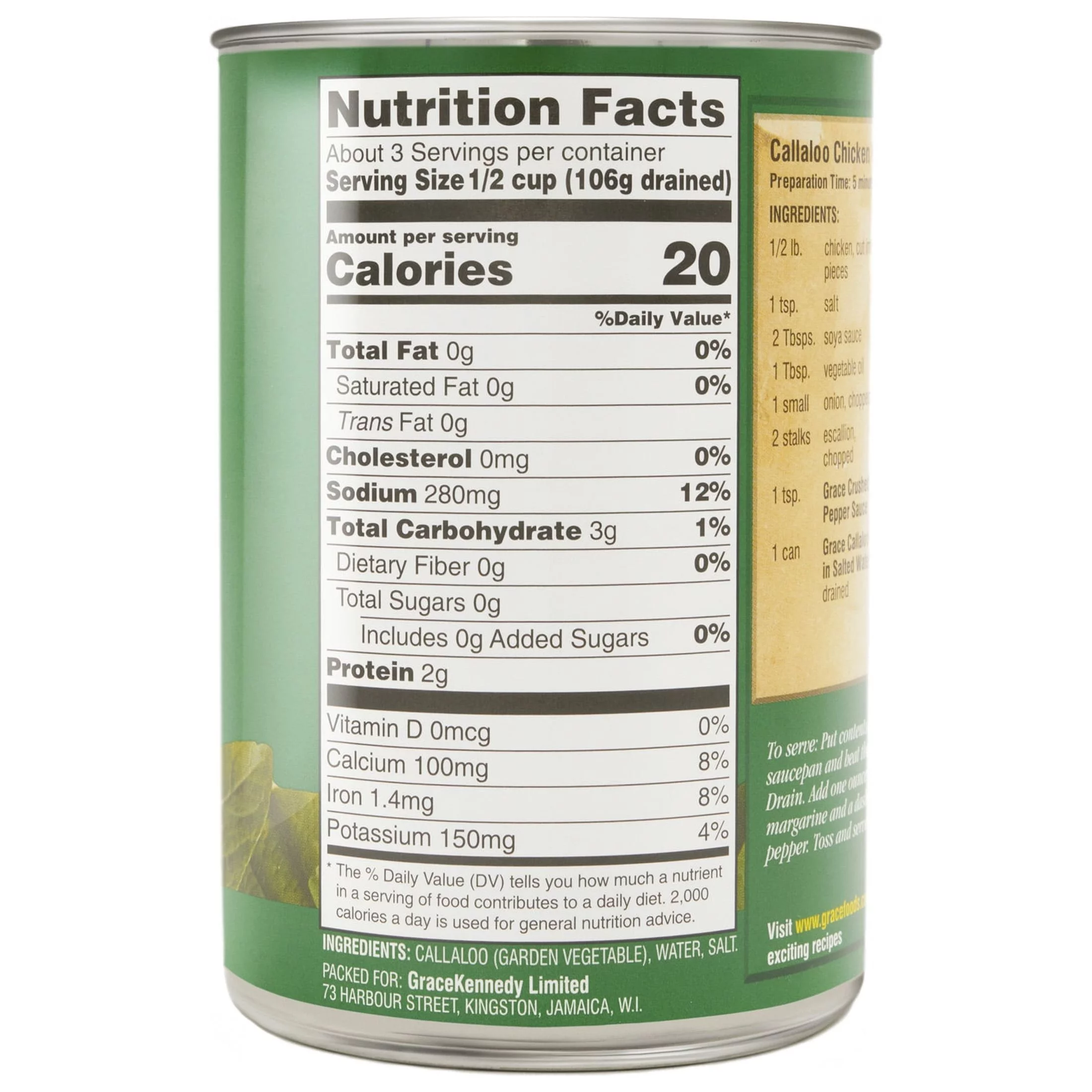 Grace Callaloo in Salt Water, 18 oz Can