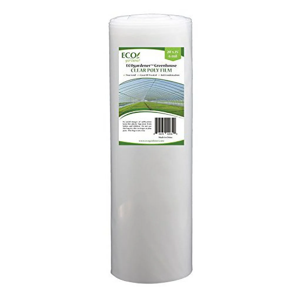 Greenhouse Clear Plastic Film – 25’ x 20’ 6mil, 4 Year UV Treated, Anti Condensation Heavy Duty Polyethylene