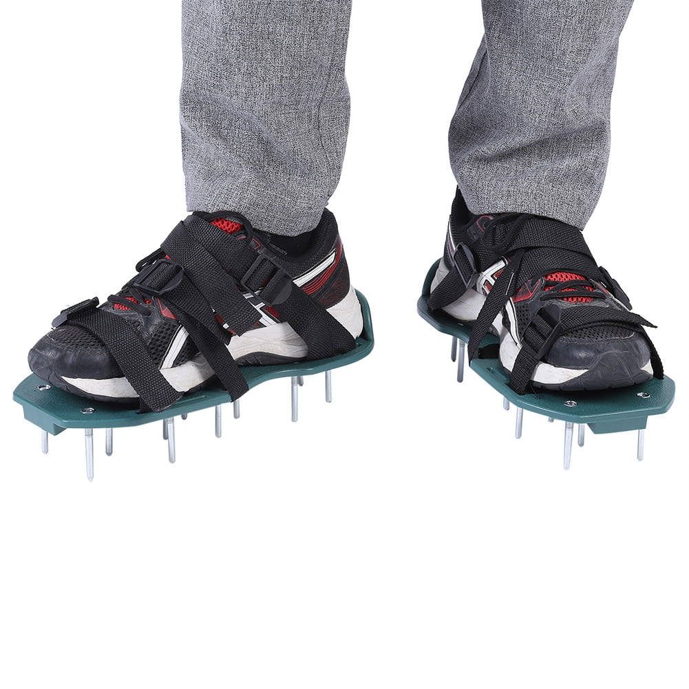 BOROCO 1 Pair of Lawn Aerator Sandals Soil Loosening Aerator Spiked Shoes Gardening Tool (3绑带)