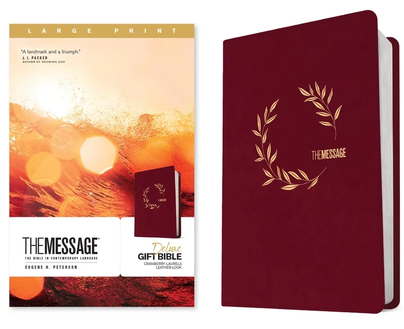 The Message Deluxe Gift Bible, Large Print (Leather-Look, Cranberry Laurels) (Other)