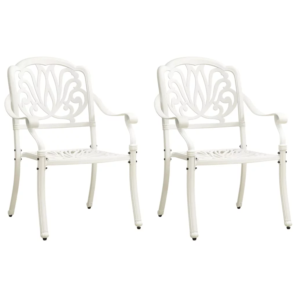 3 Piece Bistro Set Cast Aluminum White