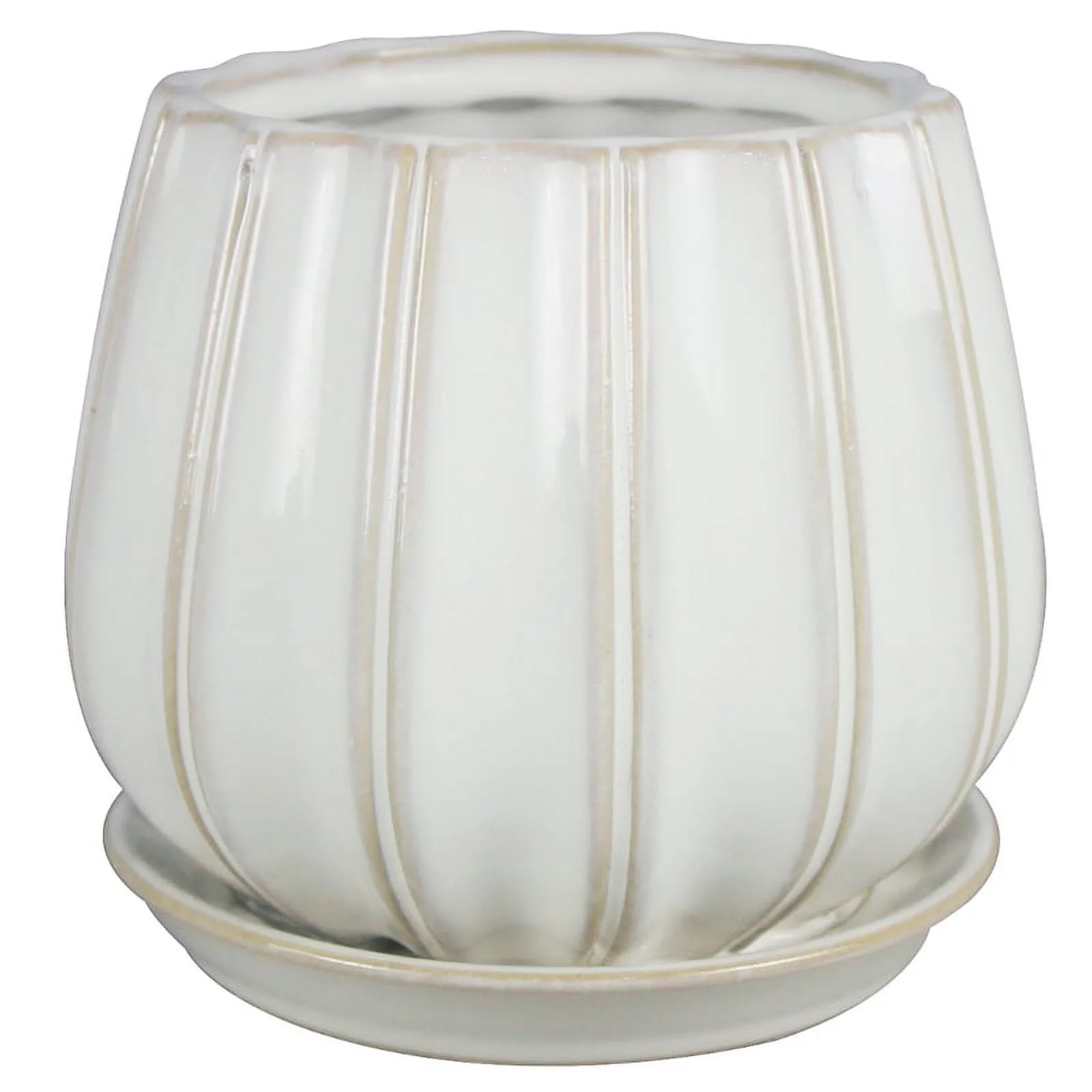 Trendspot Contour 6 in. Dia. Ceramic Planter White