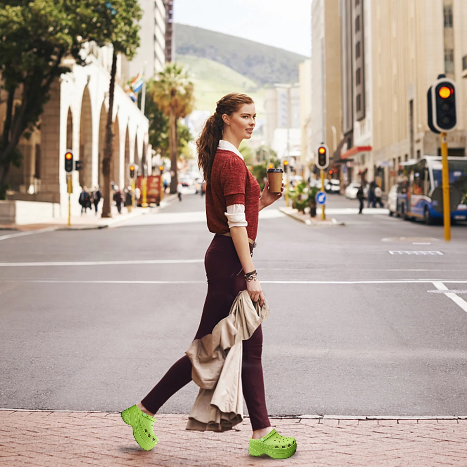 Cyiecw Women's Platform Clogs Hight Heels Mules Beach Sandals Slippers Slip on Garden Shoes