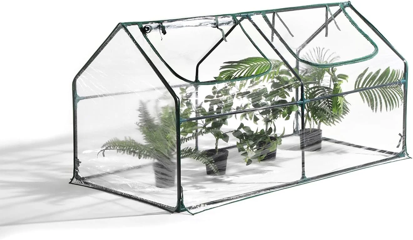 Portable Mini Cloche Greenhouse with Elevated Bottom, Reinforced High Light Transmission, Waterproof UV-Resistant Hot House for Indoor Outdoor Use, 71