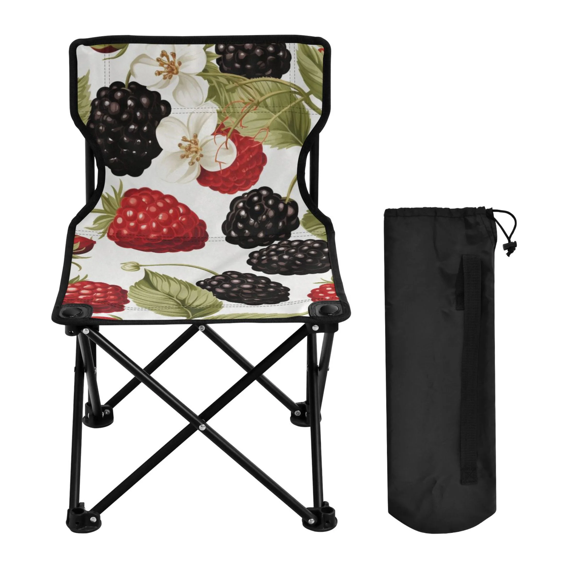 Mulberries Fruits Portable Camping Chair Outdoor Folding Beach Chair Fishing Chair Lawn Chair with Carry Bag Support to 220LBS