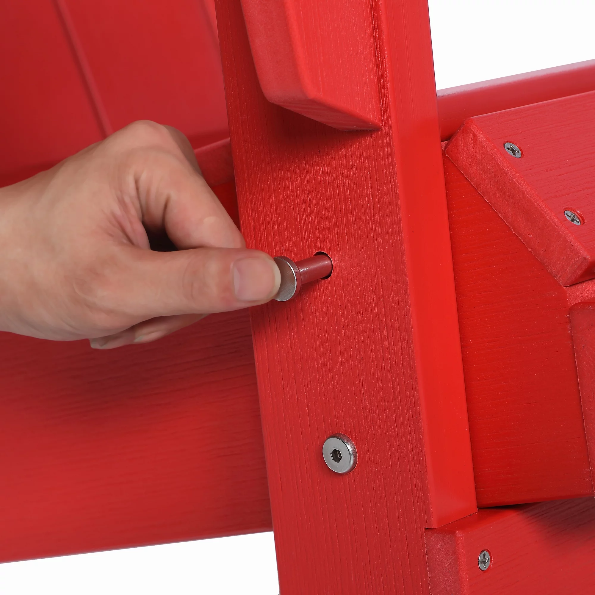 Hurley Stanton Drew Plastic/Resin Folding Adirondack Chair with Ottoman (Red)