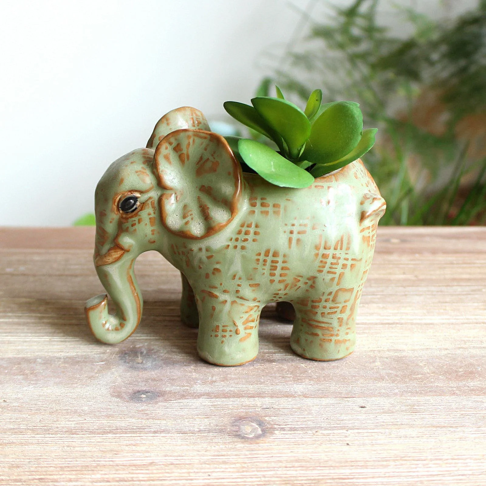Ceramic Kiln Glazed Succulent Flower Pot - Lucky Elephant Design
