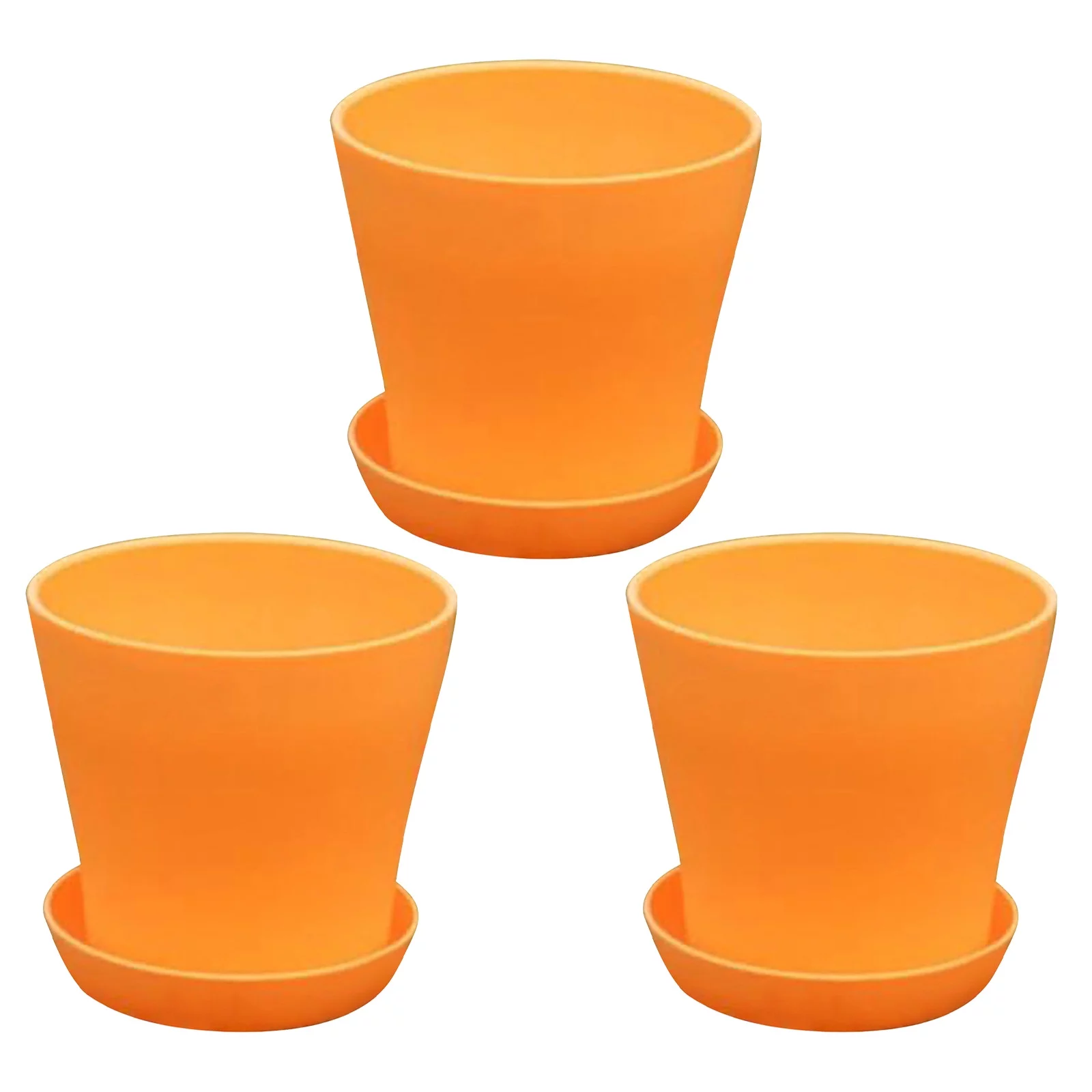 Pompotops 3Pc Open Pot Pp Resin Balcony Green Plant Gardening High Waist Long Pot