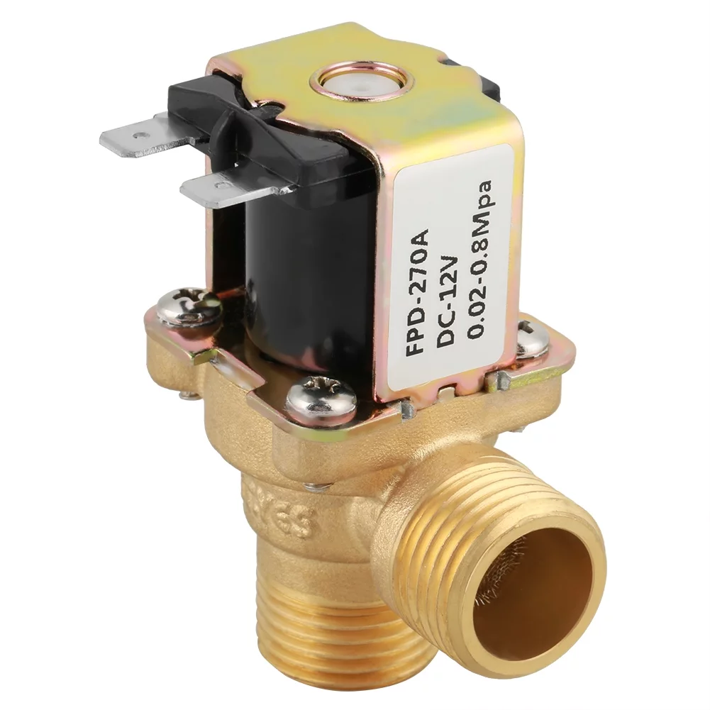 GONNELY Brass Electromagnetic Valve-DC 12V DN15 G1/2 Brass Electric Solenoid Valve Normally Closed Water Inlet Switch with Filter for Water Control