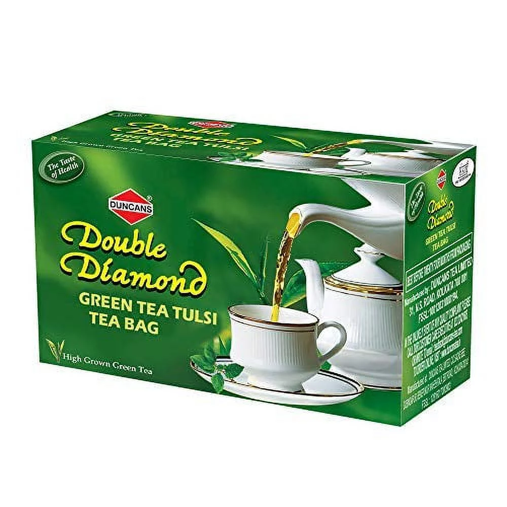 Duncans Double Diamond 100% Natural & Pure Green Tea + Tulsi Green Tea Combo Pack of 4 (3+1 Free)