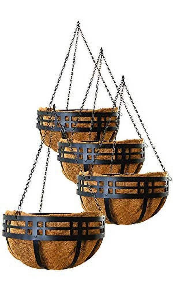 4 Pack Of 82176 Hanging Baskets, Black, 14