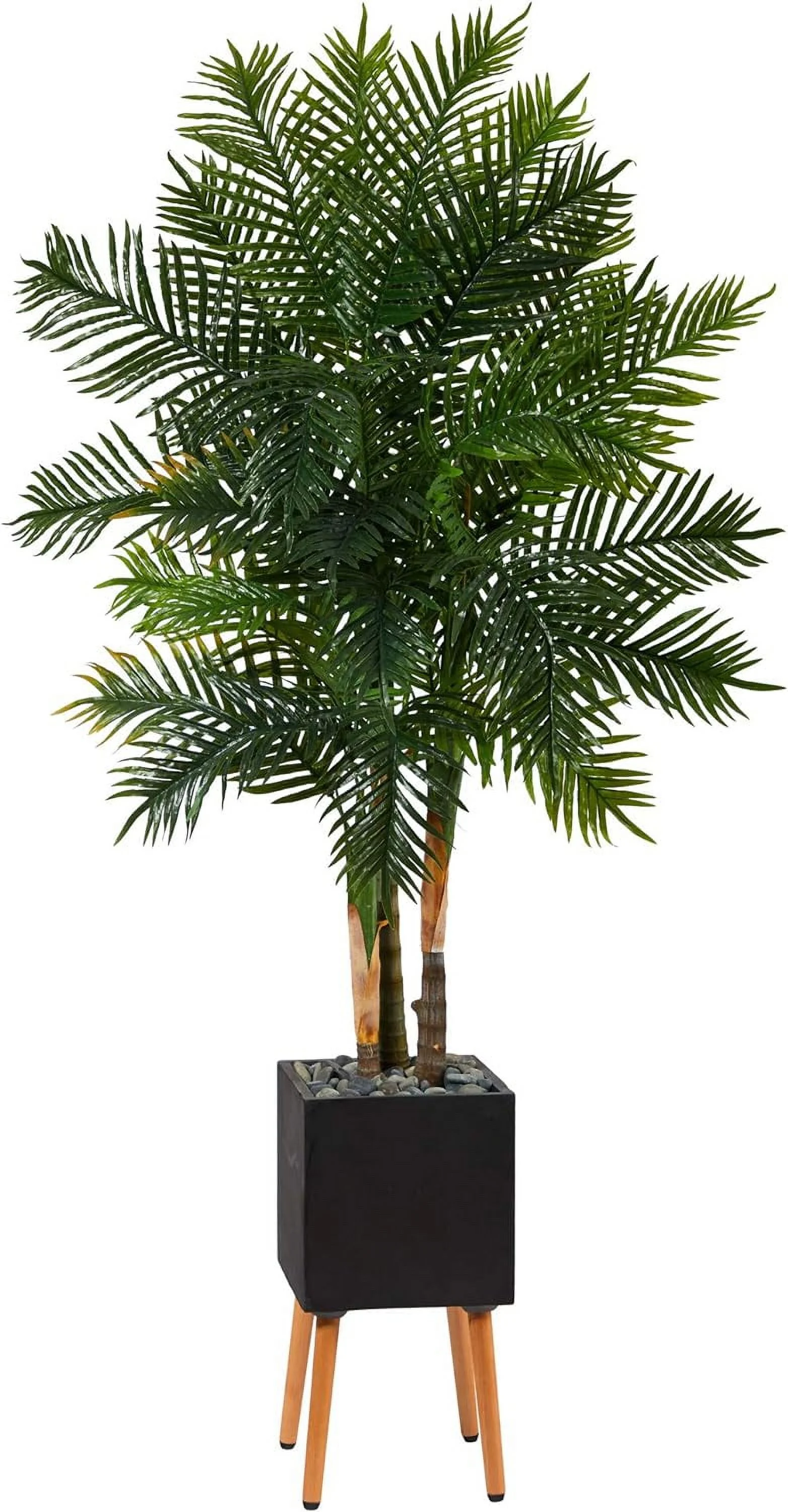 YANRUI 70in. Areca Palm Artificial Tree in Black Planter with Stand