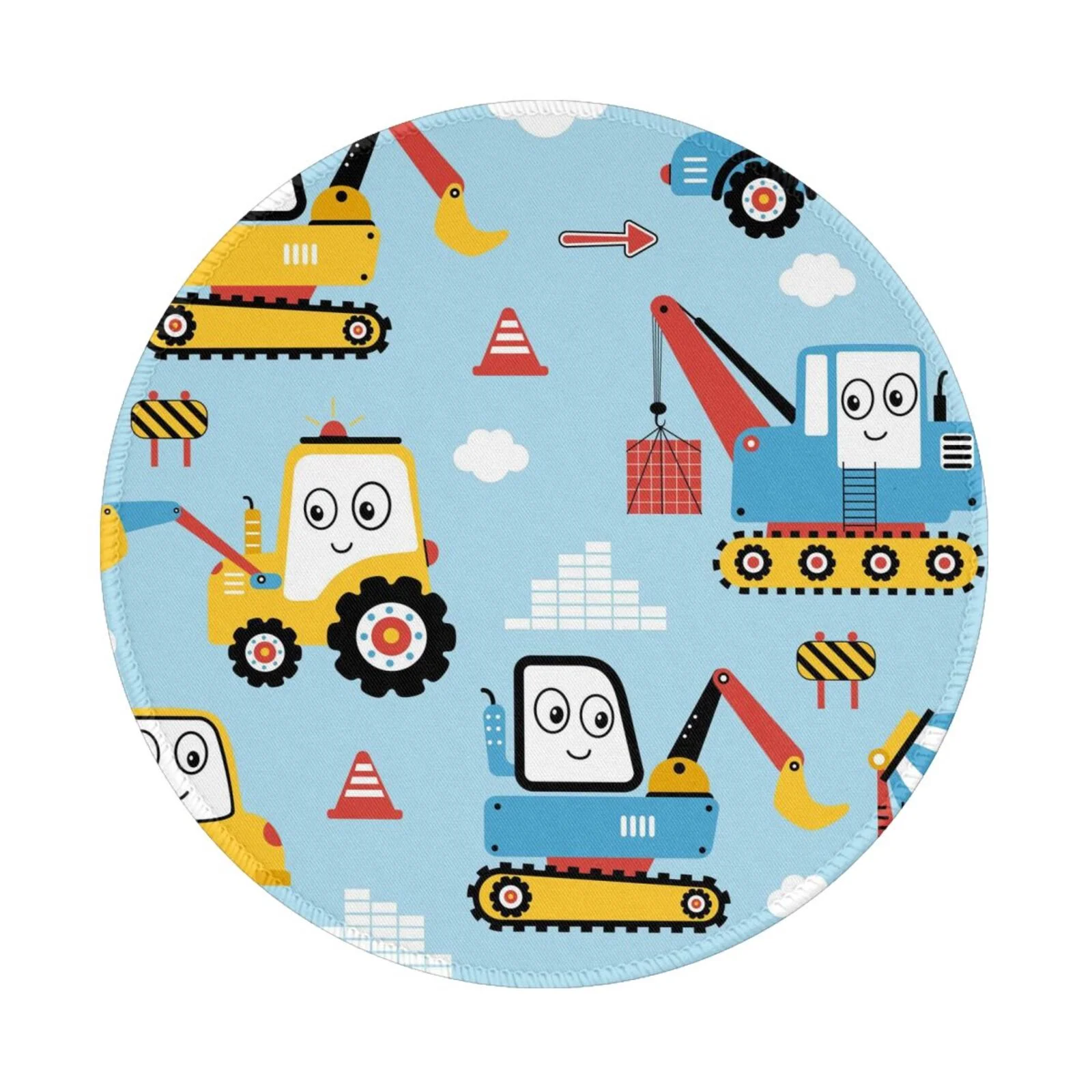 Lukts Building Truck Print Round Mouse Pad With Stitched Edge Non-Slip Rubber Base Mouse Mat Mousepad For Office & Home (7.9 X 7.9 X 0.12inch)