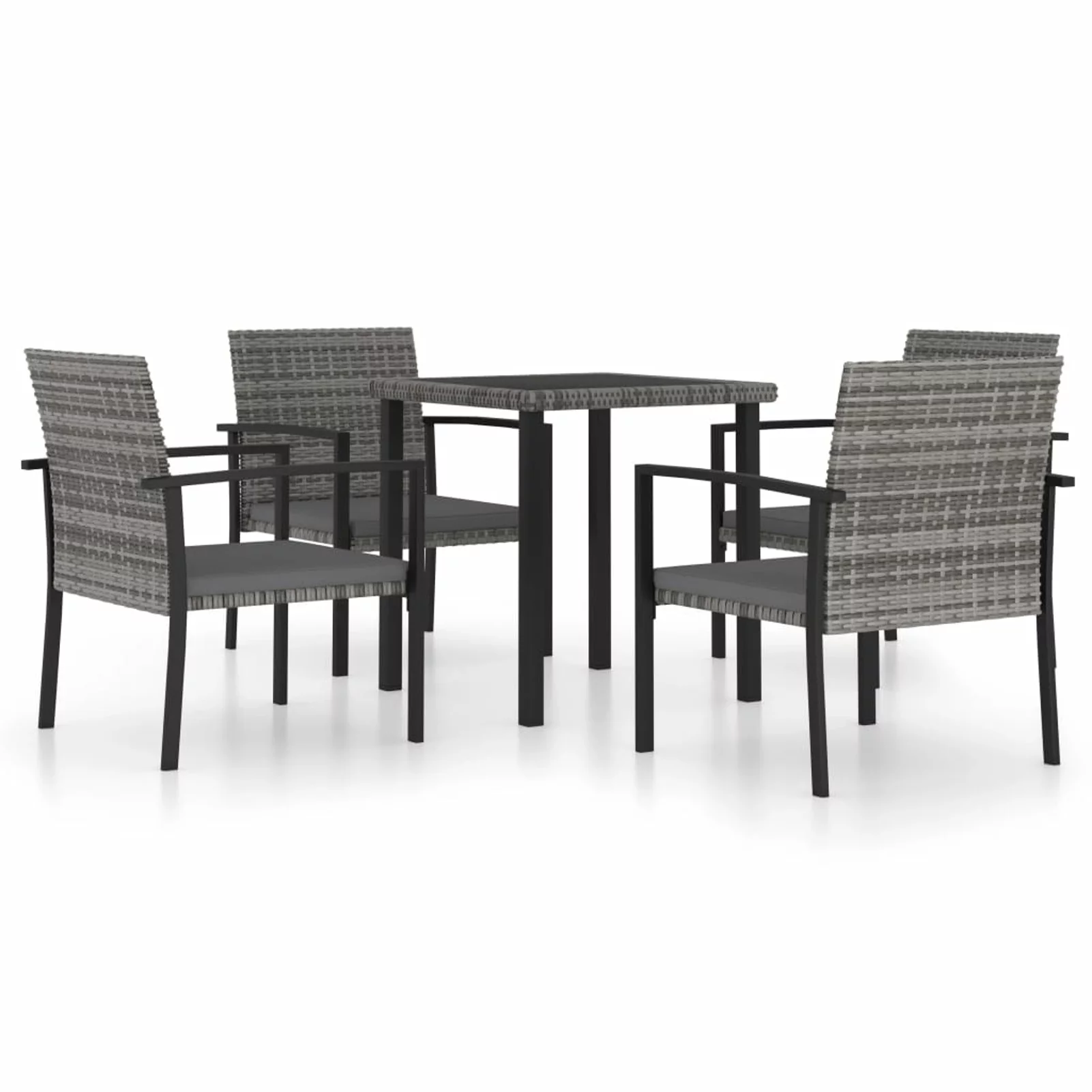 Tomshoo 5 Piece Patio Dining Set Poly Rattan Gray
