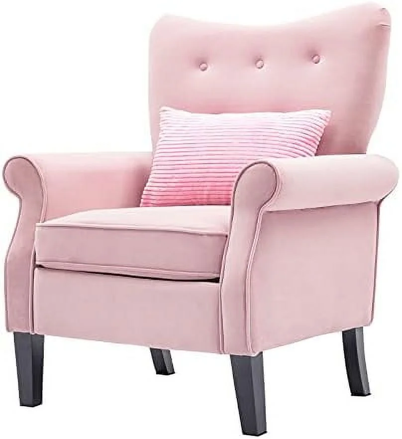 TJCGDTY Tufted Upholstered Accent Arm Chair with Tech Cloth(Leathaire)  Love Shape Single Sofa Club Chair for Living Room  Bedroom  Home Office  Reading/Hosting Room Blue Color