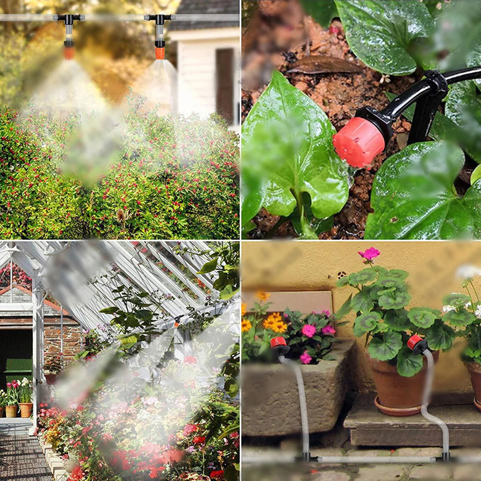 50PCS 1/4'' Barb Red Adjustable Nozzles Garden Watering Irrigation Sprinkler Emitter Micro Drip Balcony Yard Greenhouse Spray