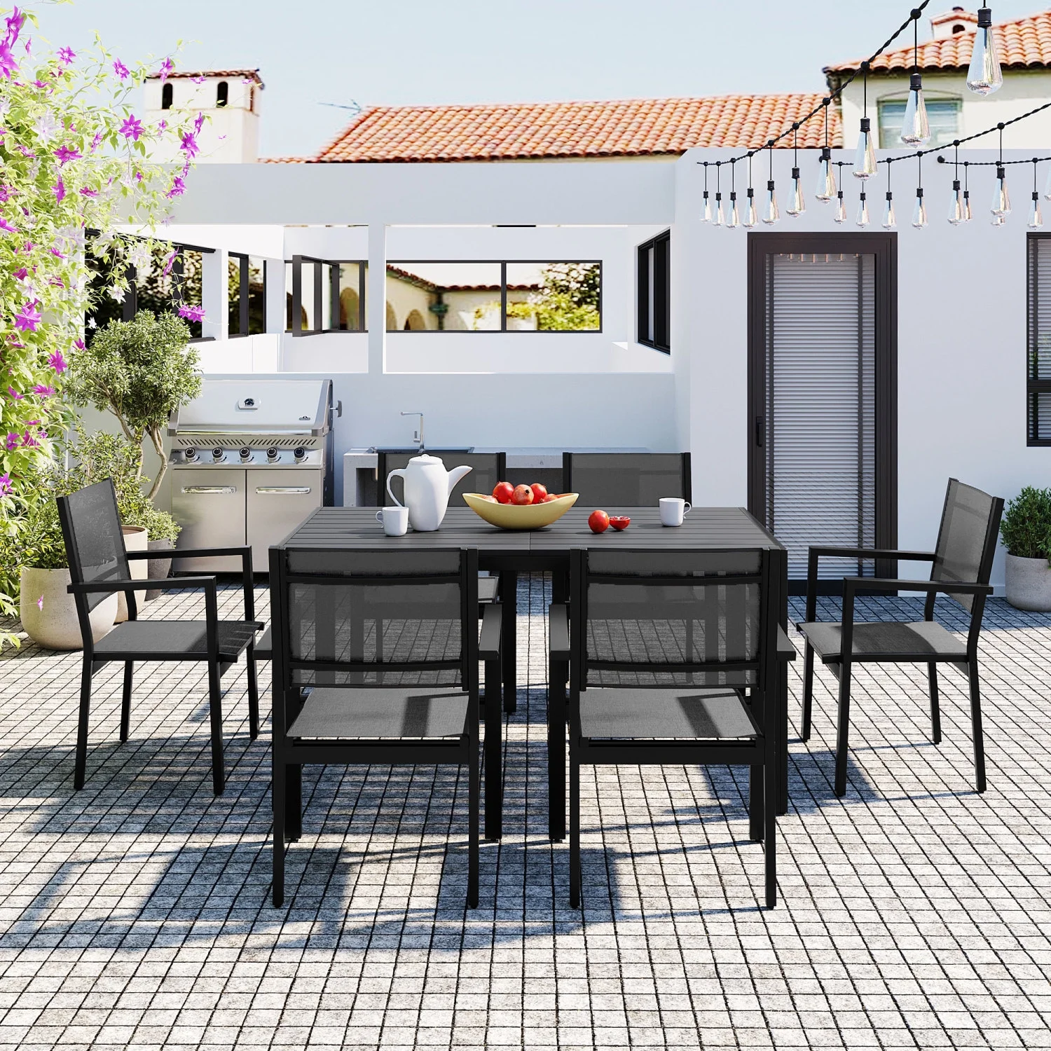 U-Style High-quality Steel Outdoor Table and Chair Set  Suitable for Patio  Balcony  Backyard.