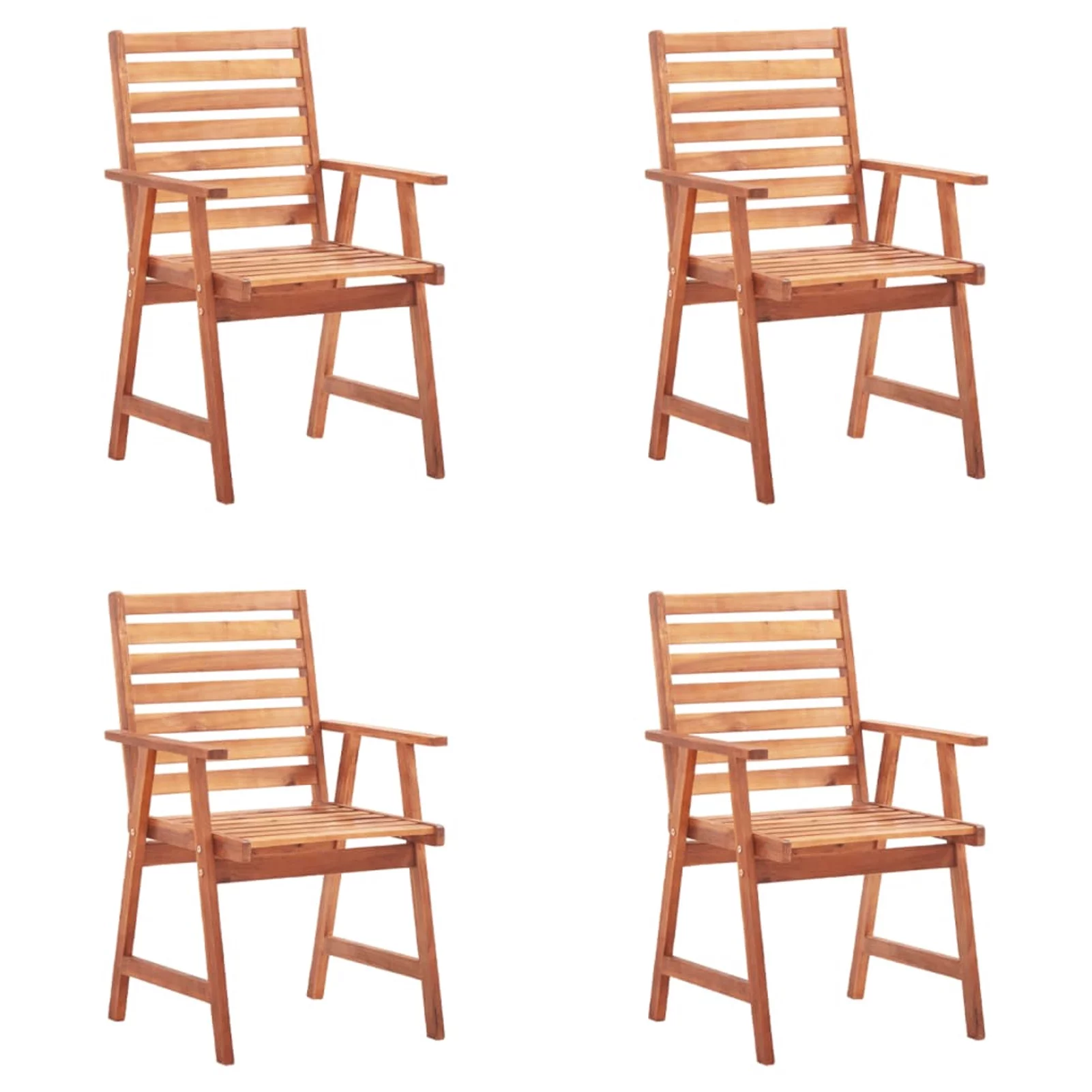 Anself 4 Piece Garden Chairs with Cream Cushion Aacia Wood  Dining Chair for Patio, Balcony, Backyard,  Furniture 22 x 24.4 x 36.2 Inches (W x D x H)