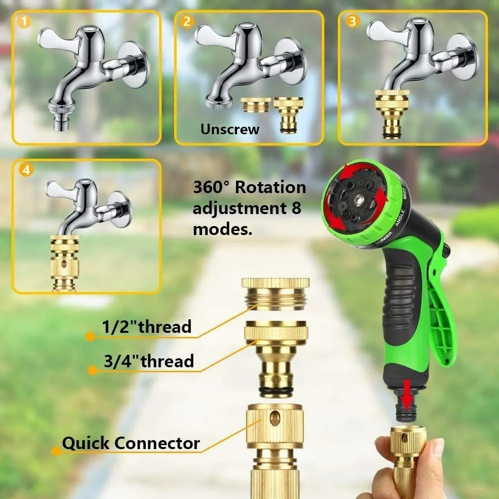 2 Pack Expandable Garden Hose, 75ft Each Garden Hose Flexible Water Hose 3-Layer