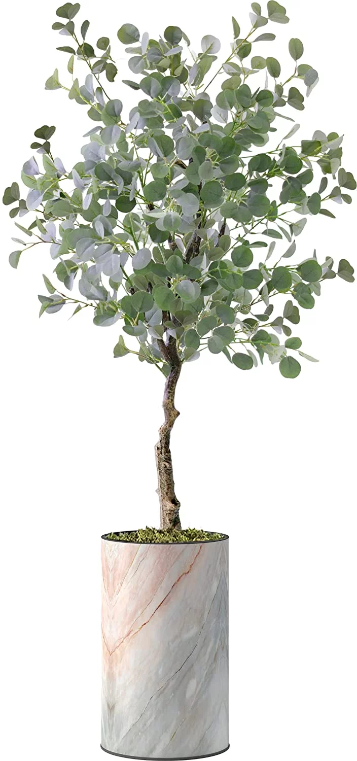 Artificial Tree in Modern Granite Effect Planter, Fake Eucalyptus Silk Tree for Indoor and Outdoor Home Decoration - 57