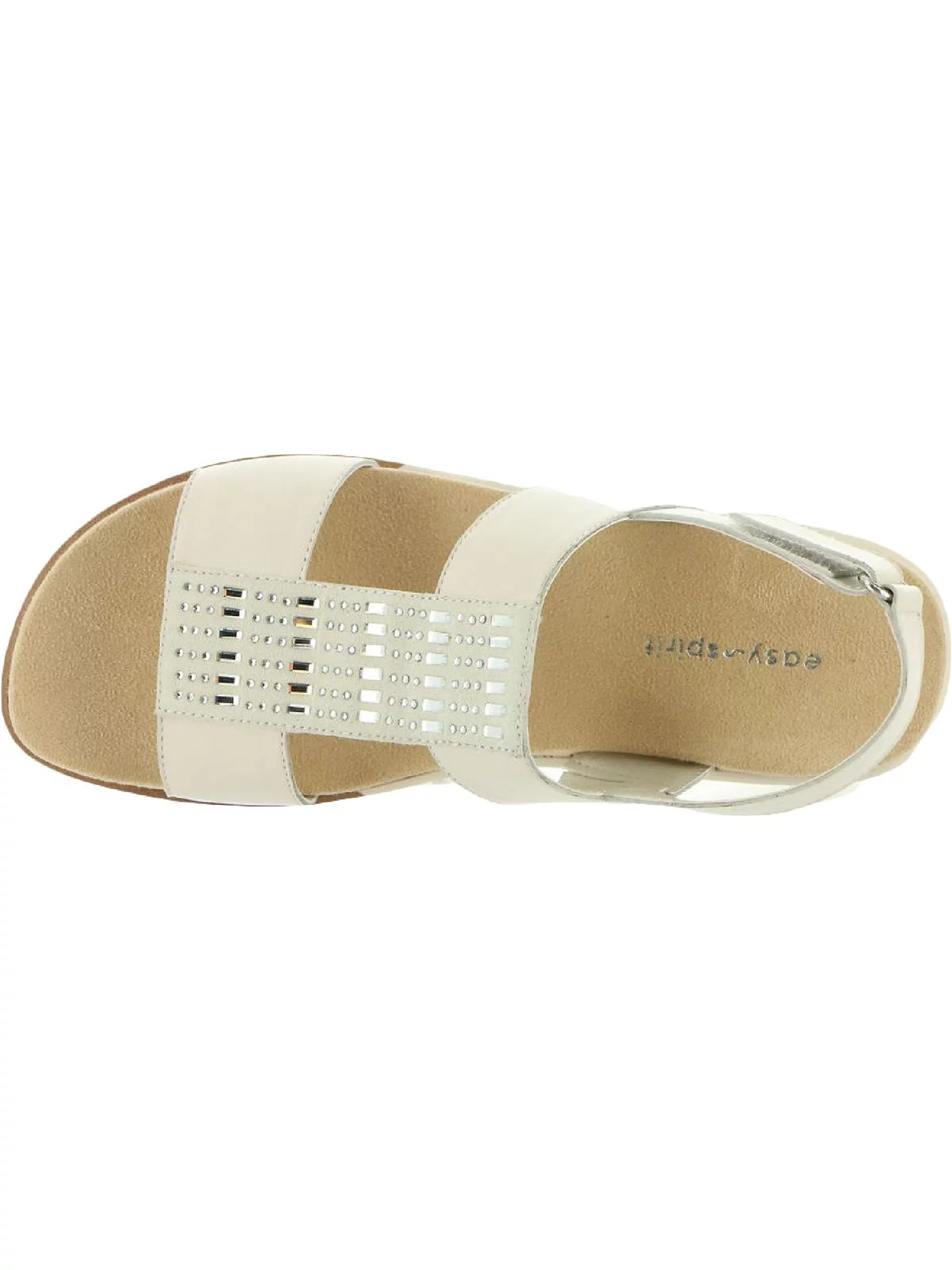 Easy Spirit Womens Hazel Leather Embellished Flat Sandals