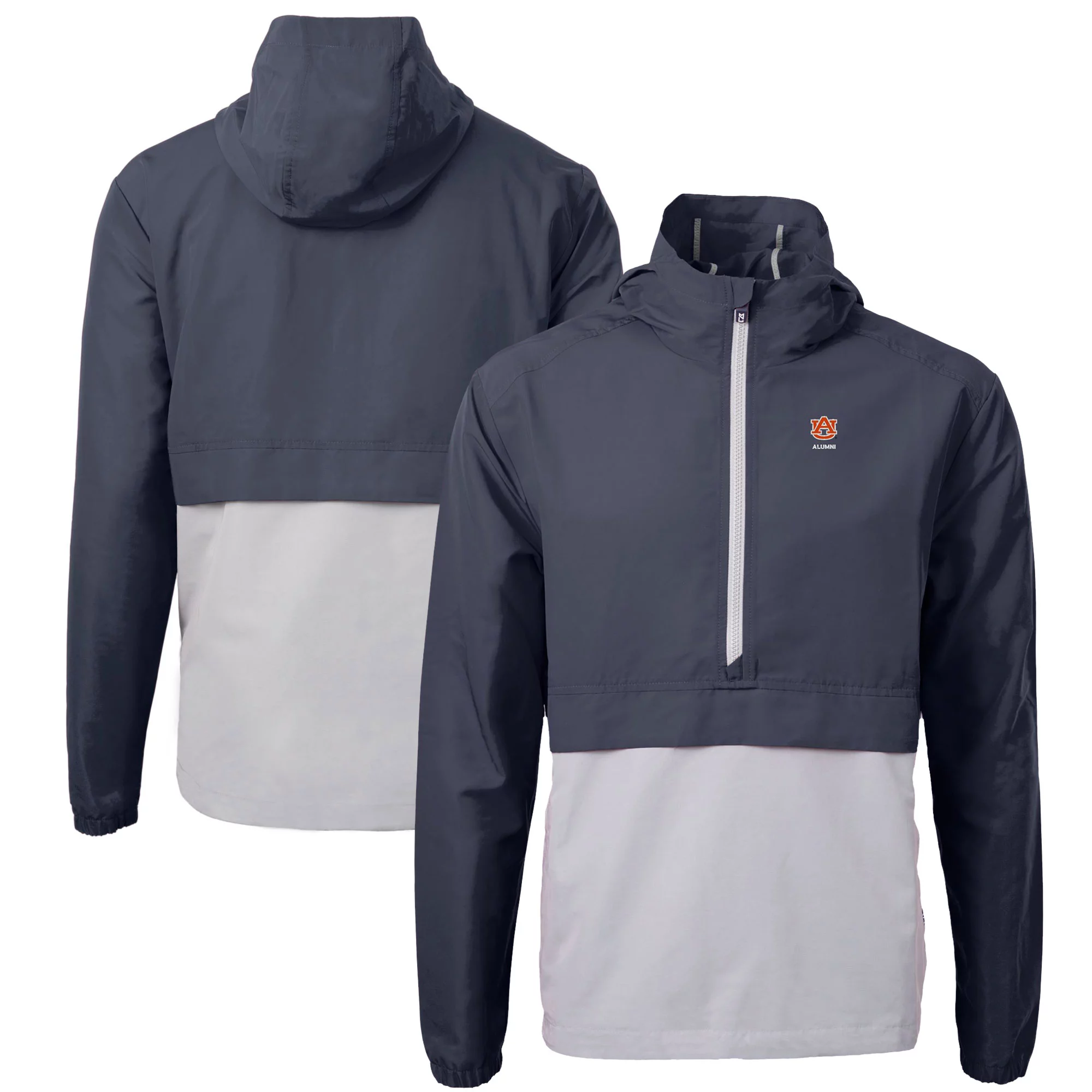 Men's Cutter & Buck  Navy Auburn Tigers Alumni Logo Charter Eco Knit Recycled Anorak Half-Zip Jacket