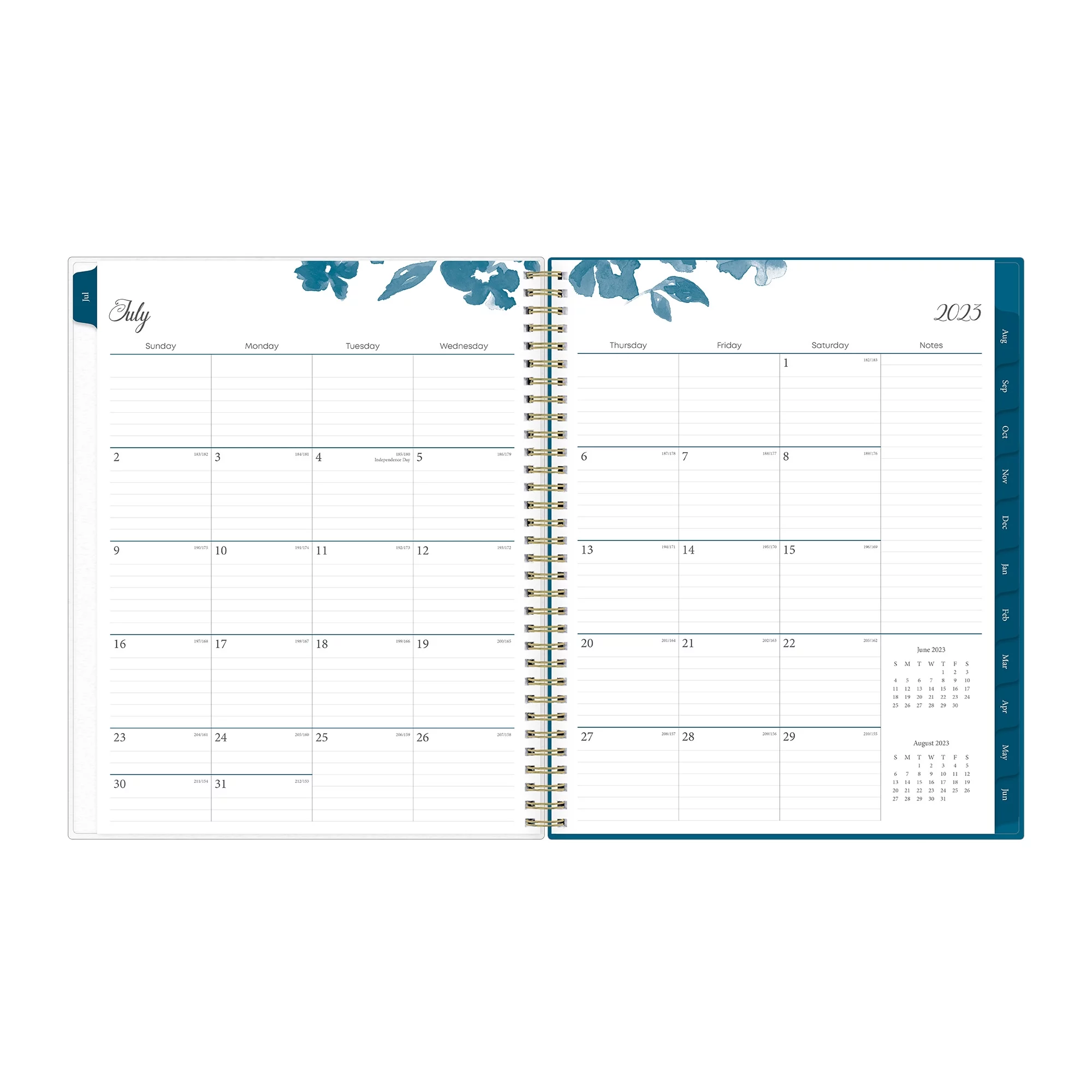 2023-2024 Weekly Monthly Planner, 8.5x11, Blue Sky, Bakah Blue