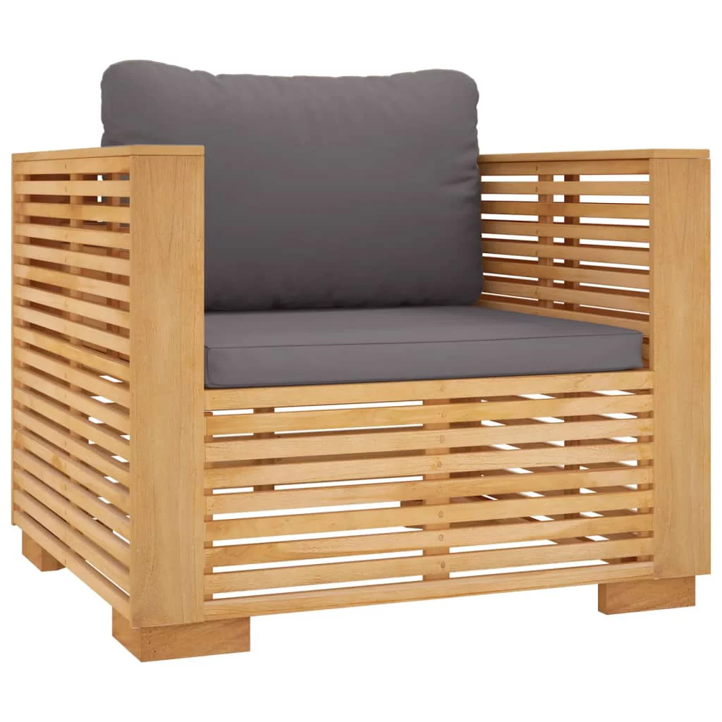 Anself 5 Piece Patio Set with Cushions Solid Wood Teak