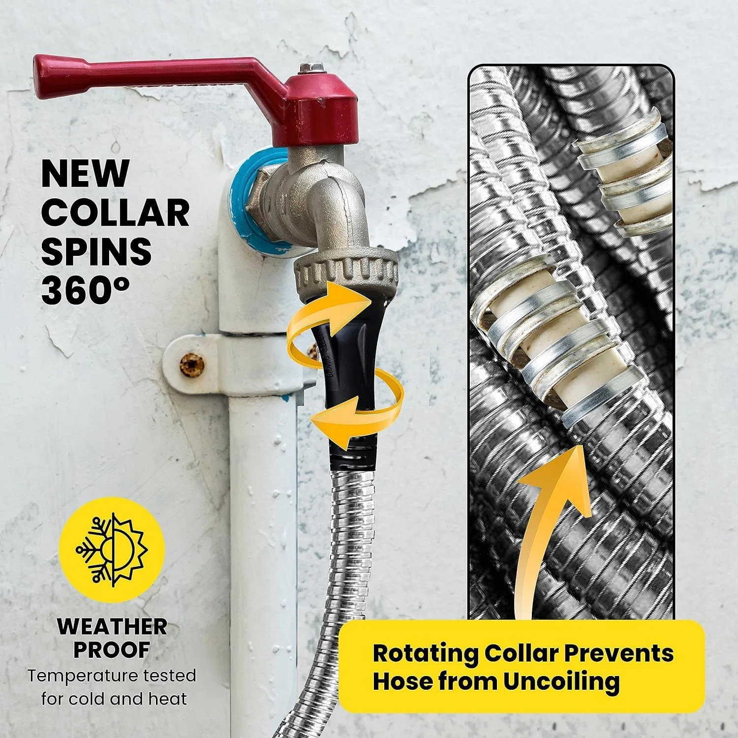 Bionic Steel Pro Garden Hose - 304 Stainless Steel Metal Water Hose, Heavy Duty Lightweight, 75ft