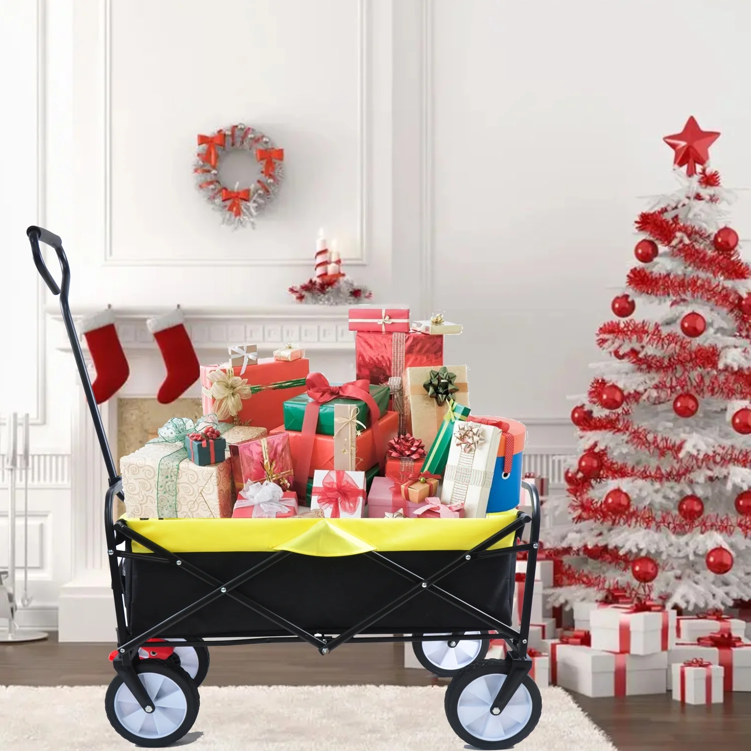 GFSXVNU Folding Wagon Garden Shopping Beach Cart (Red)