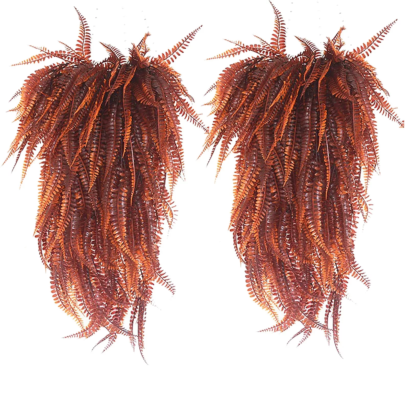 2Pcs Artificial Ferns 𝐅ake Hanging Plant Outdoor 𝐔V 𝐑esistant Plastic Plants for Front Door, Home Garden Decor