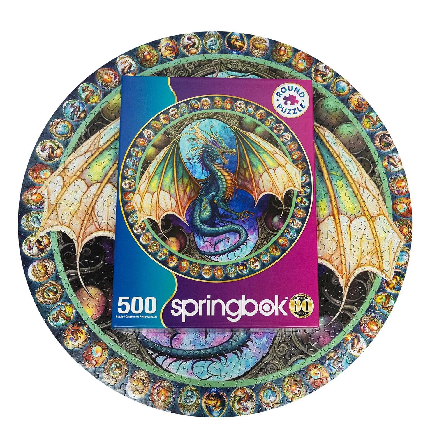 Springbok's Dragon Heart 500 Piece Round Jigsaw Puzzle - Made in USA - Unique Cut Pieces