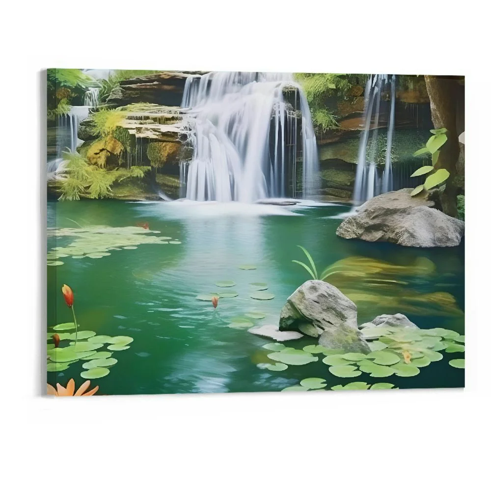 Fenyluxe Ready to Hang Fall Decor Waterfall Scenery Canvas Wall Art Picture 20x16in for Living Room Bedroom 20x16in