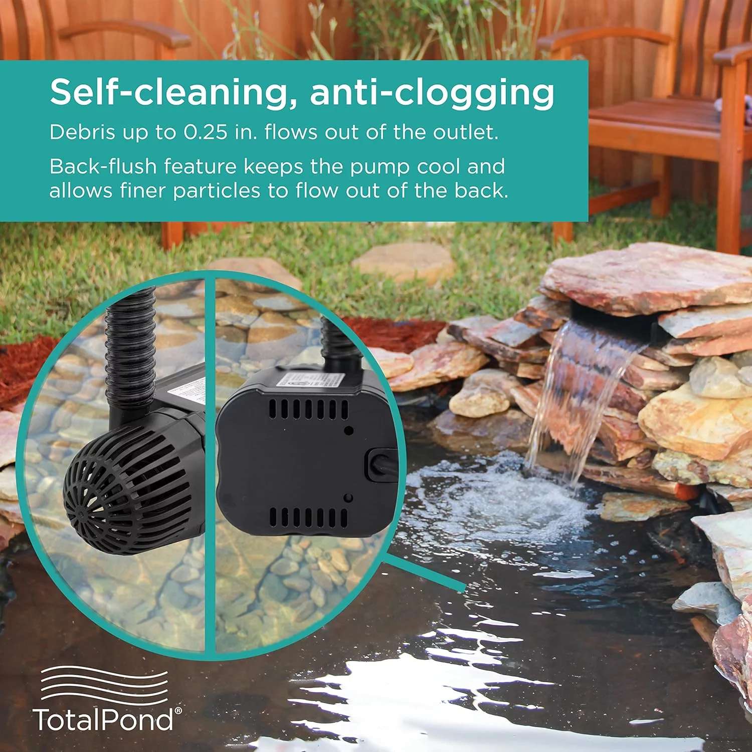 1200 GPH Waterfall Pump, Black