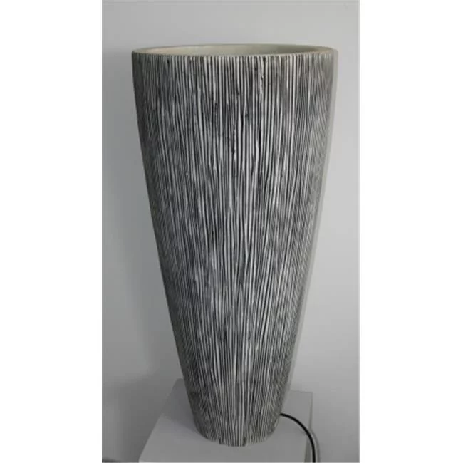 Screen Gems  Sandstone Ribbed Finish Long Conical Planter with Light 18 in. x 39 in.