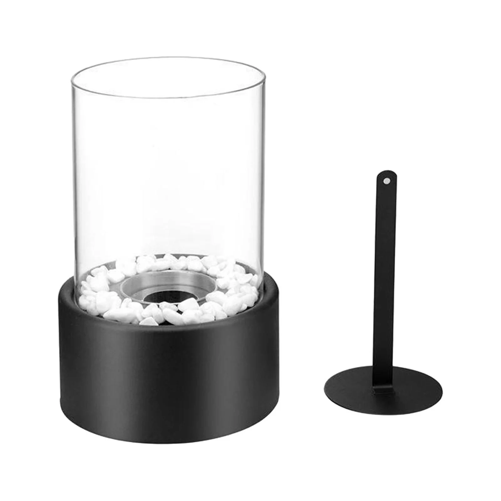 SunniMix Desktop Fire with Lid Camping Winter Burner Home Outdoor Small Fireplace Black