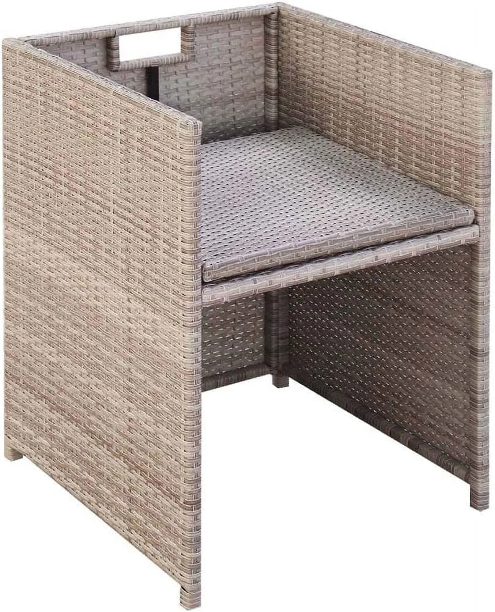 11 Piece Patio Dining Set with Cushions Poly Rattan Beige  with 1 x Table 6 x Chair 4 x Stool 16 x Cushion