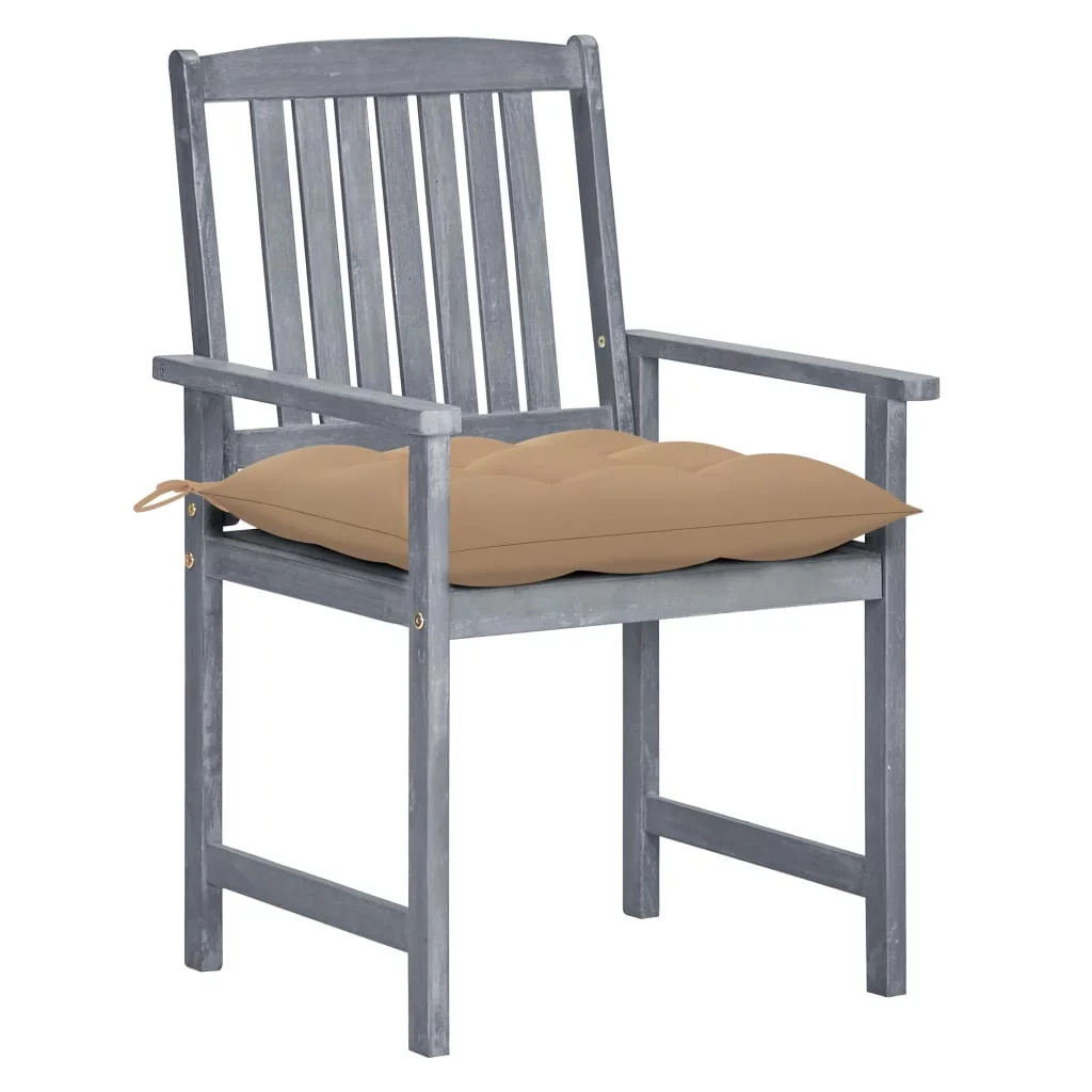 Walmeck Patio Chairs with Cushions 2 pcs Gray Solid Acacia Wood